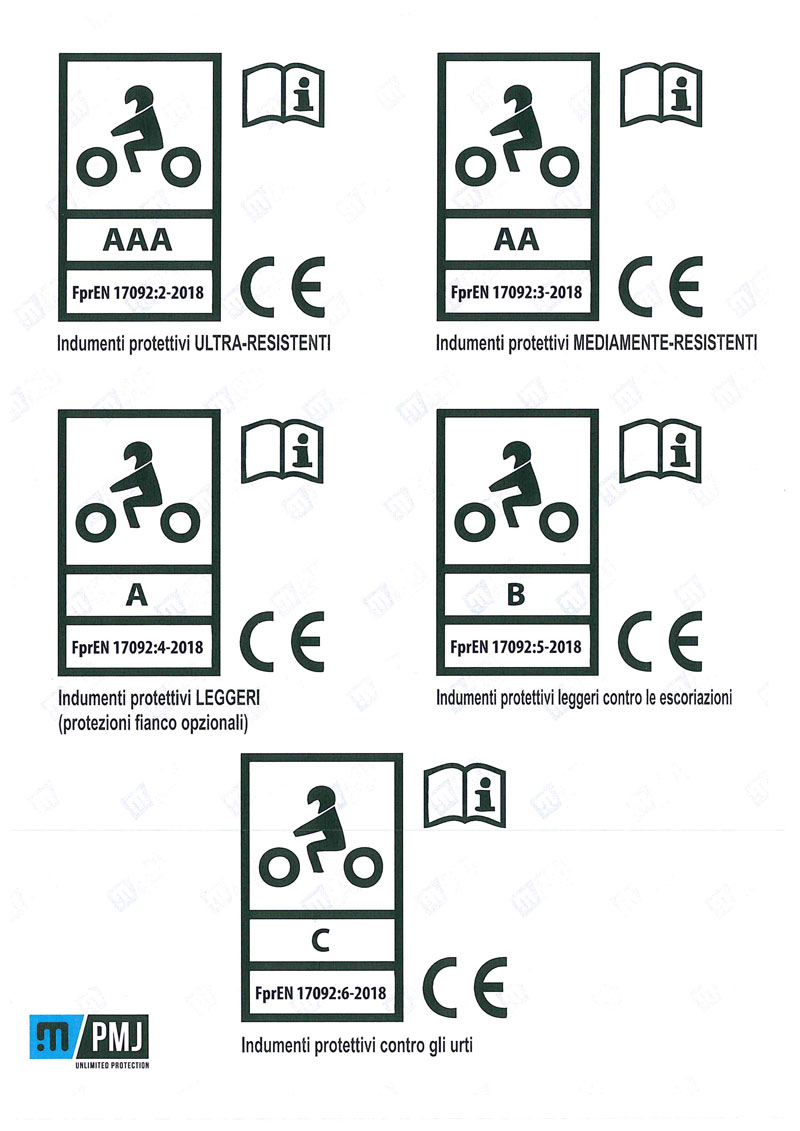 tabella normativa abbigliamento protettivo motociclisti